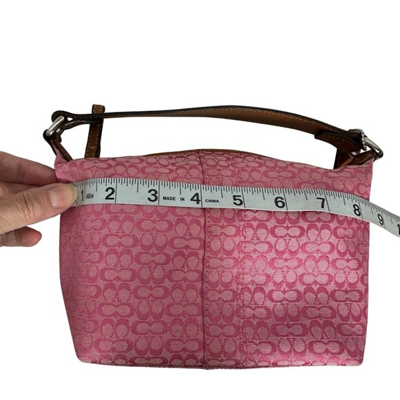 Coach Y2K Pink Signature Mini C Canvas Leather Handbag Monogram Baguette Demi - Picture 7 of 14